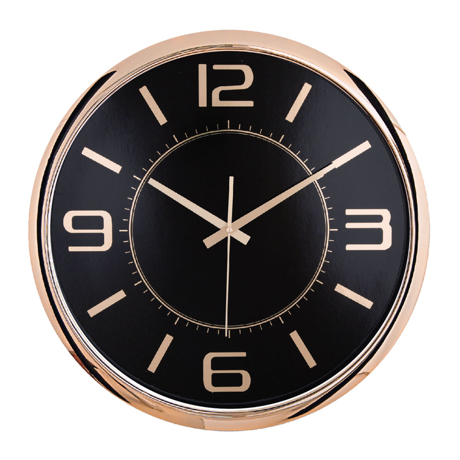 5013 HELLEN404 SİYAH-ALTIN METALİZE ÇERÇEVE DUVAR SAATİ (420 MM)