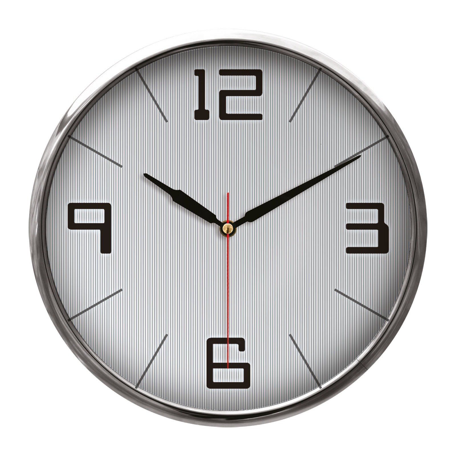 THOR707 GÜMÜŞ METAL ÇERÇEVE DUVAR SAATİ (320MM)