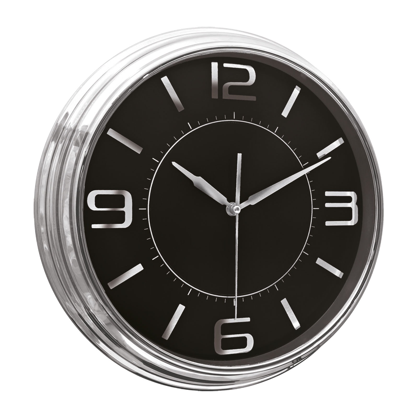 SEZAR401 SİYAH-GÜMÜŞ METALİZE ÇERÇEVE DUVAR SAATİ (380 MM)