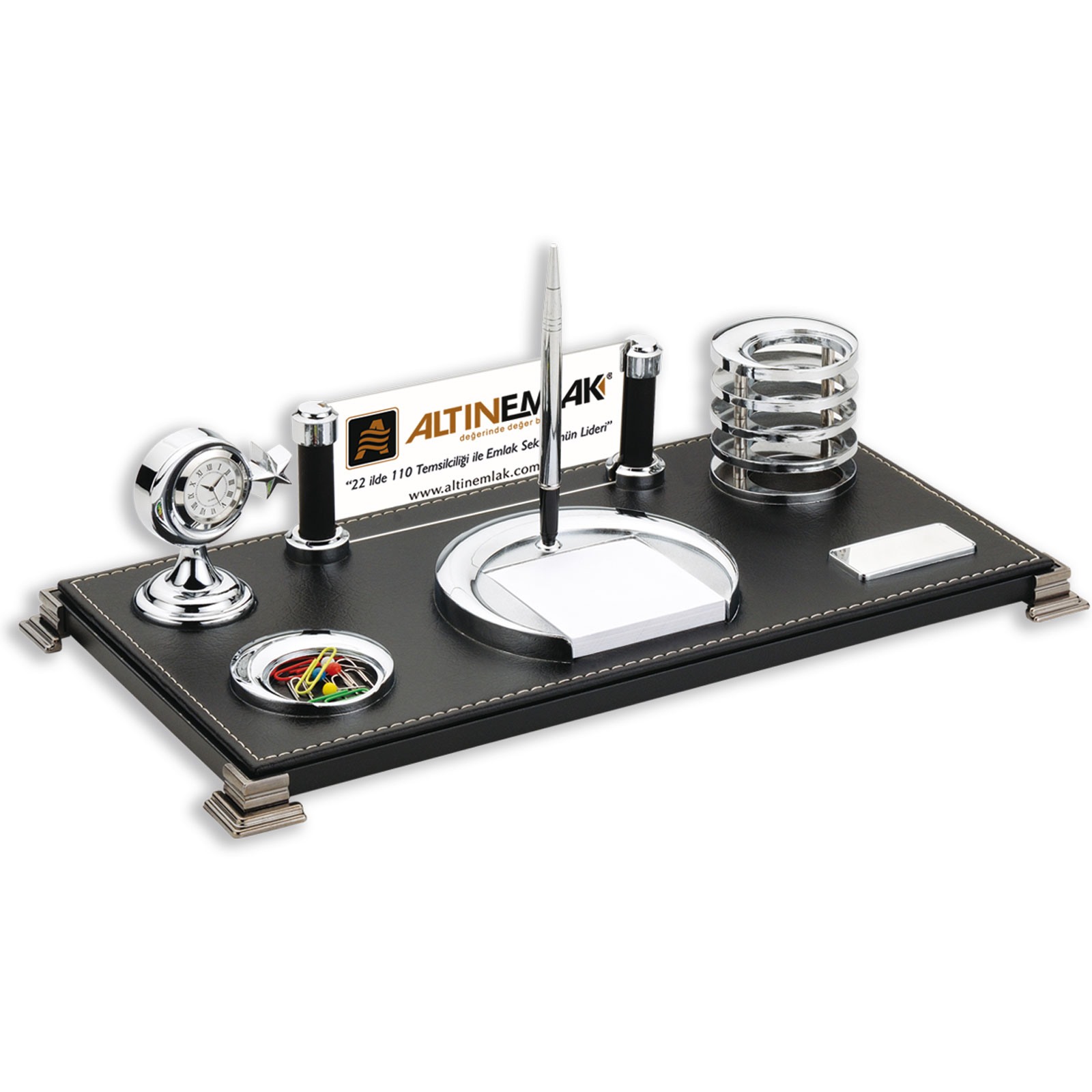 RODOS SİYAH DERİ MASA SETİ